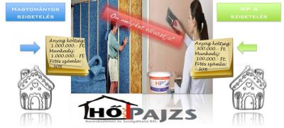 BELSŐ HŐSZIGETELÉS PENÉSZ NÉLKÜL=HŐPAJZS