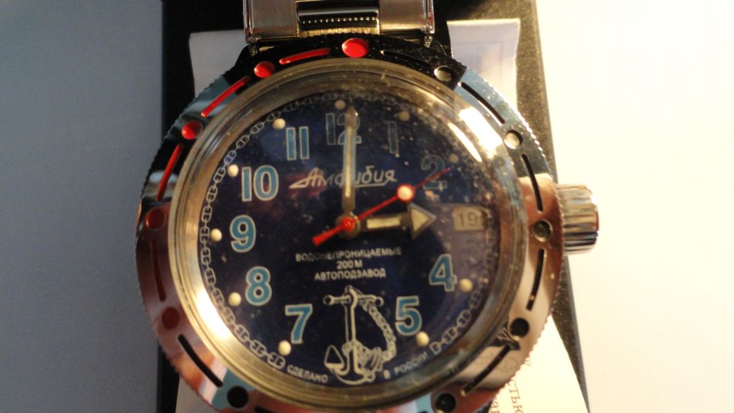 Vostok amphibia automata dátumos karóra kek tengereszet