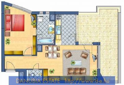 Kedvezményes áron eladó új építésű 53,5 m2-es 1+1 szobás emeleti, liftes, 24 m2-es terasszal