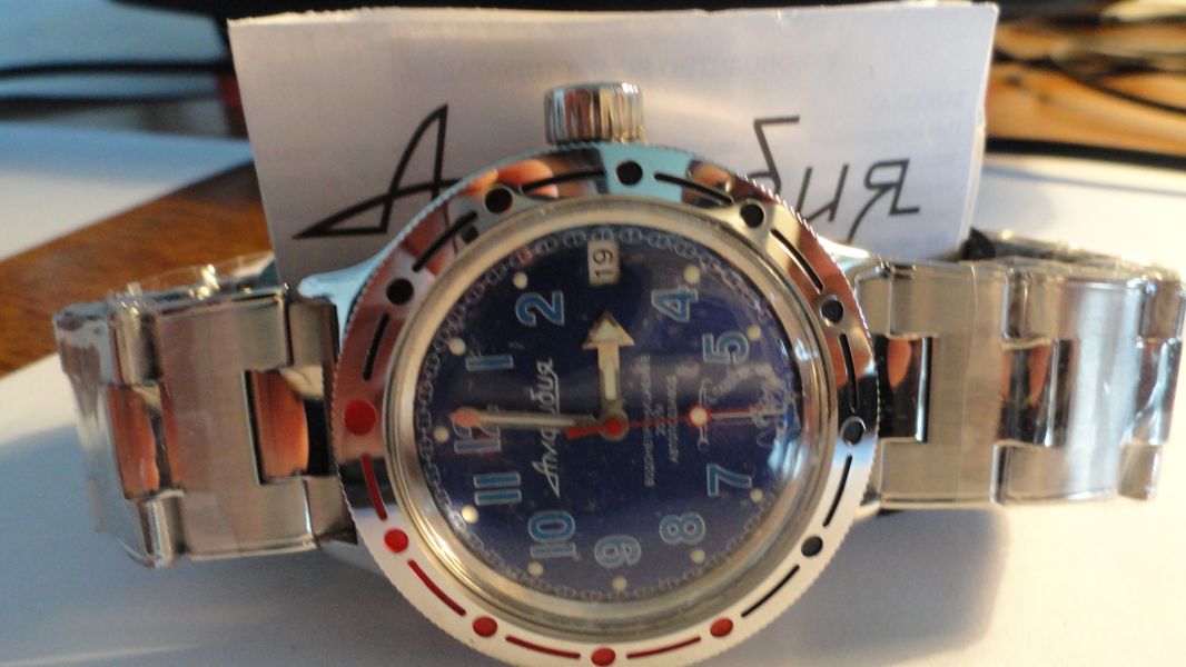 Vostok amphibia automata dátumos karóra kek tengereszet