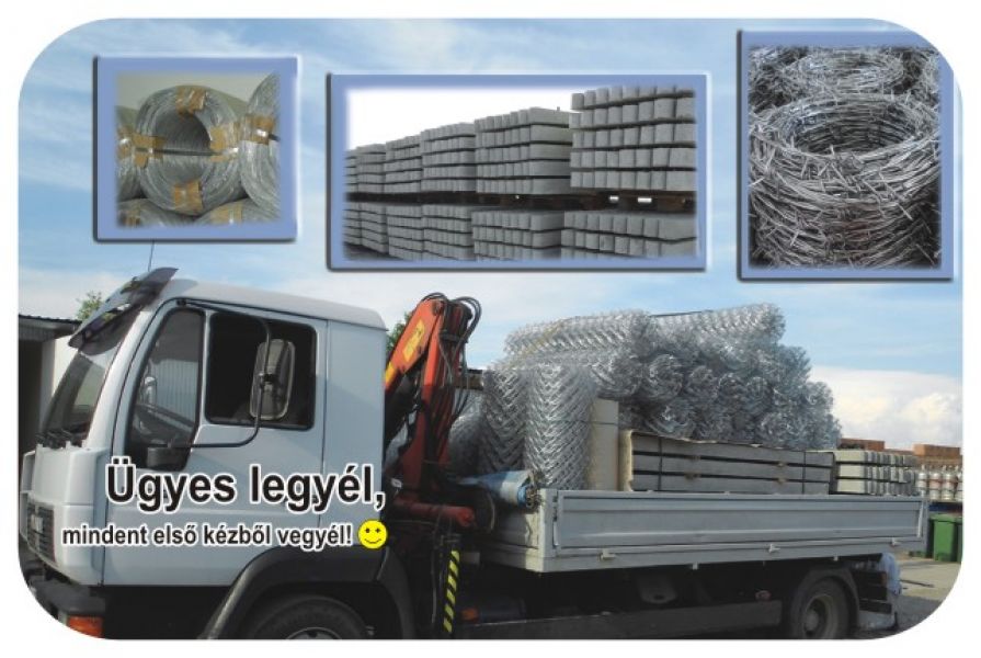 Kerítés építés komplett 1000 Ft/ méter áron. Betonoszlop, drótfonat, vadháló, fémoszlop, tüskéshuzal