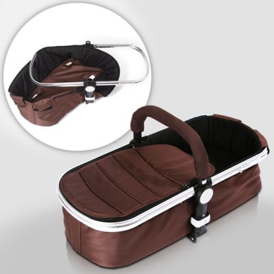 Új, barna kombi babakocsi.