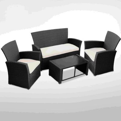 Új 4 részes elegáns poly rattan garnitúra (fekete